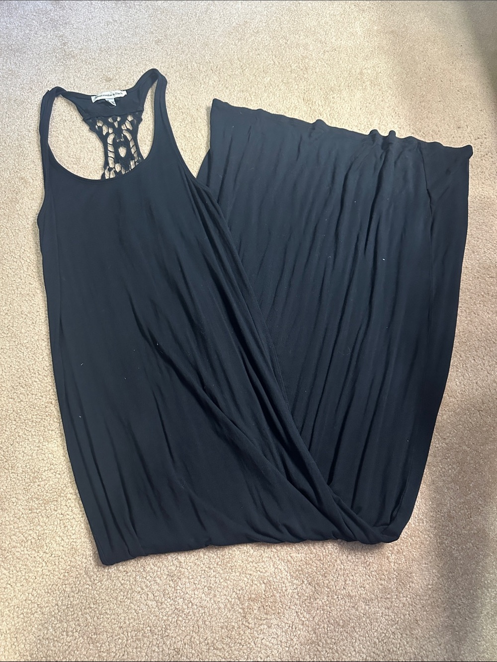 Black Maxi Dress with Lace Back Detail tall medium